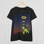 Dinosaur Busker Tee - Fun Women's Cotton T-Shirt, Casual Wear, Gift for Music Lovers, Dinosaur Design, Summer Essential