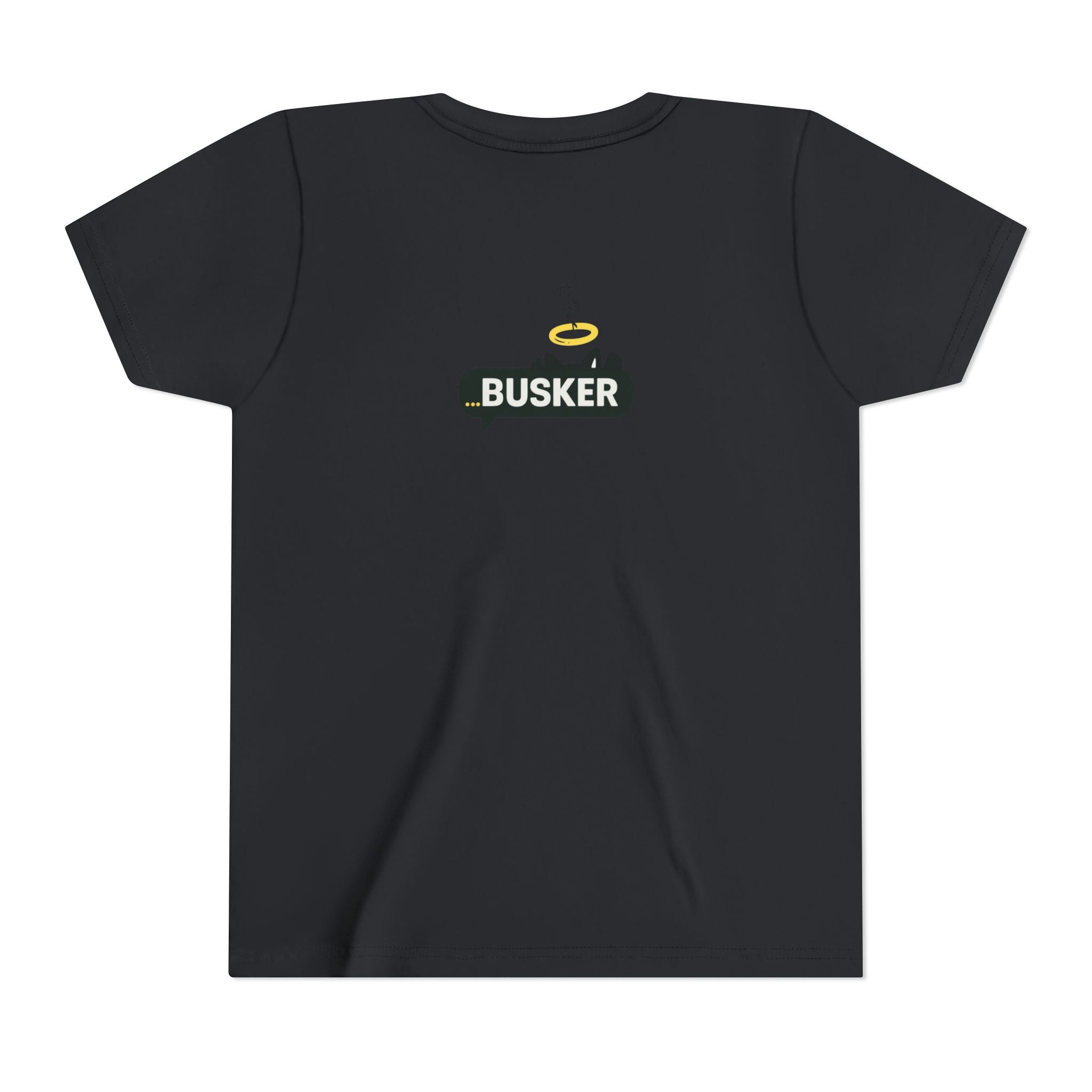 Busker Youth Short Sleeve Tee, Fun Summer Tee, Music Lover Gift, Kids Graphic T-Shirt, Festival Outfit, Creative Gift Idea
