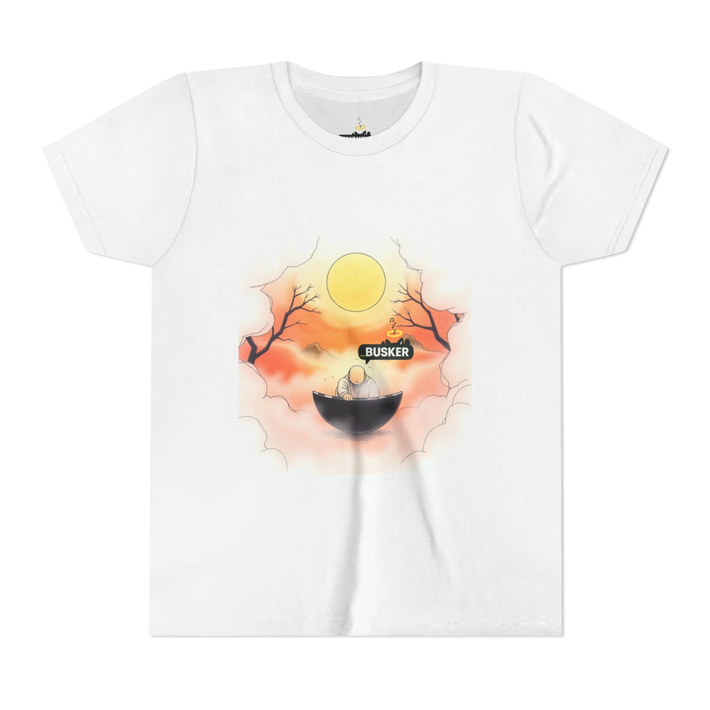 Youth Short Sleeve Tee - Busker Vibe, Fun Kids' Tee for Music Lovers, Gift for Young Artists, Summer Festival Outfit, Creative Kids Clothes