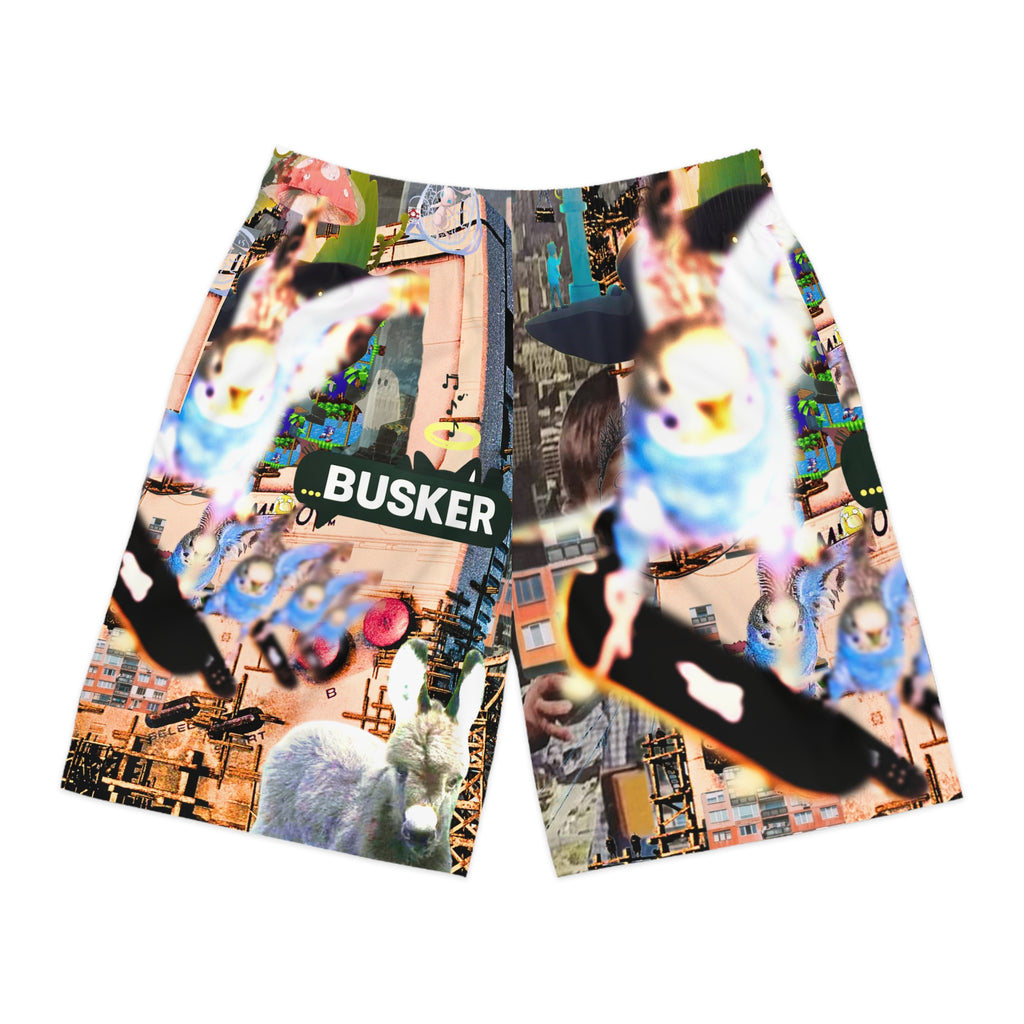 Men's Graphic Jogger Shorts - Vibrant Street Art Design