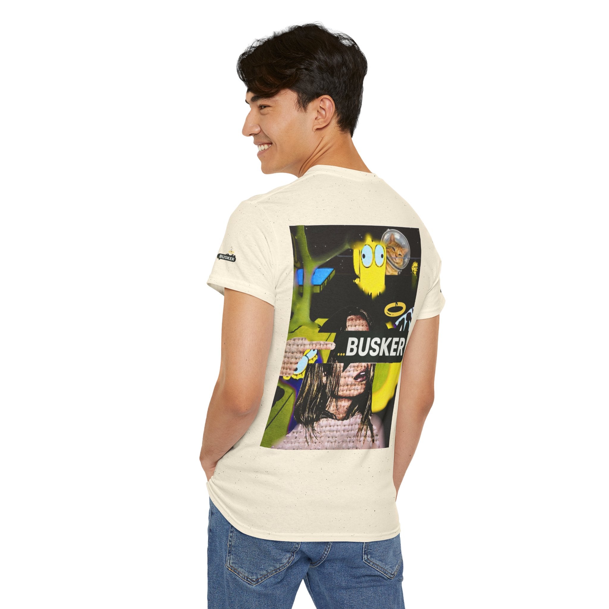 Artistic Unisex Heavy Cotton Tee - 'BUSKER' Graphic Design