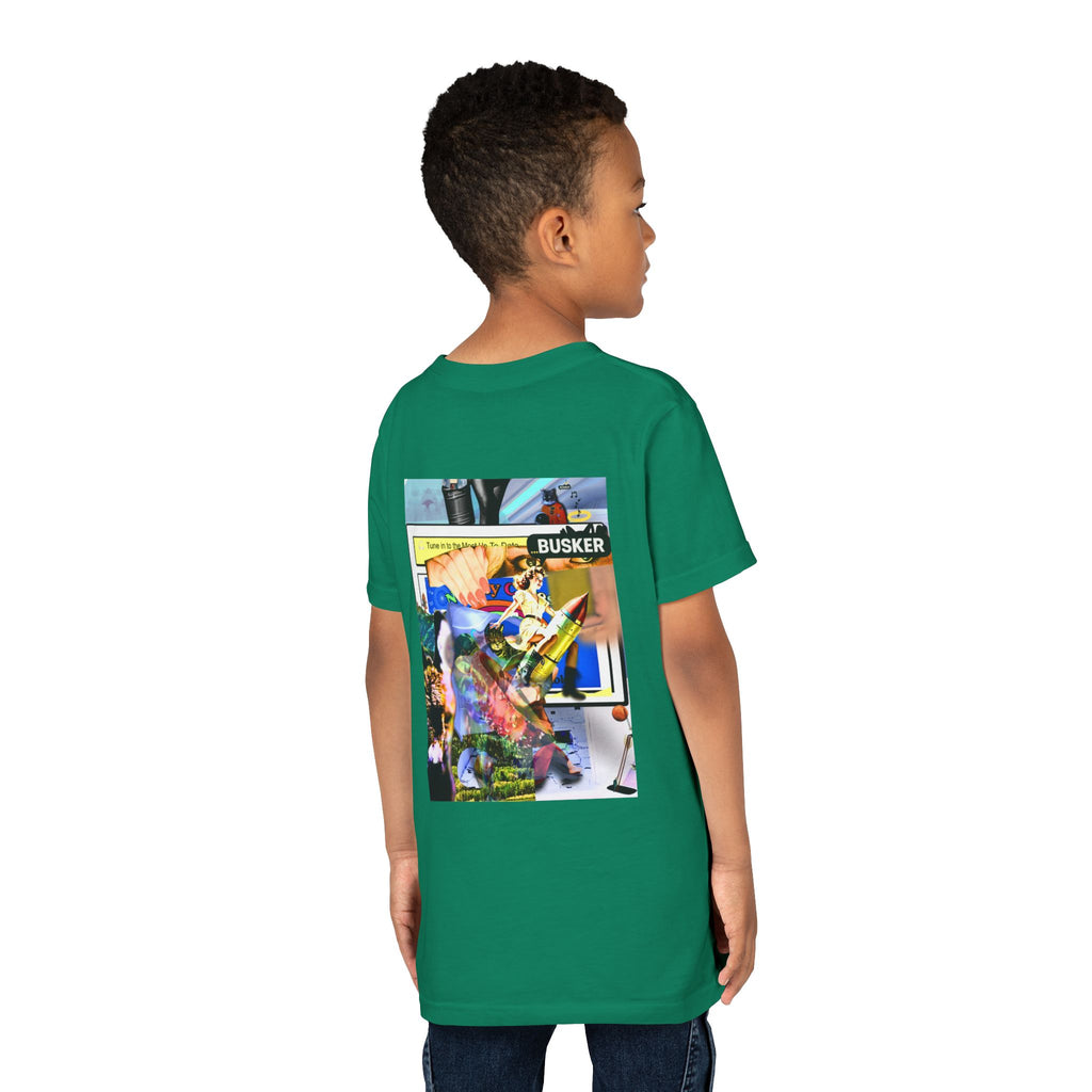 Colorful Youth Short Sleeve Tee - "Busker" Graphic Art Top