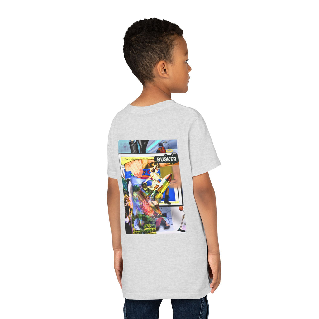 Colorful Youth Short Sleeve Tee - "Busker" Graphic Art Top