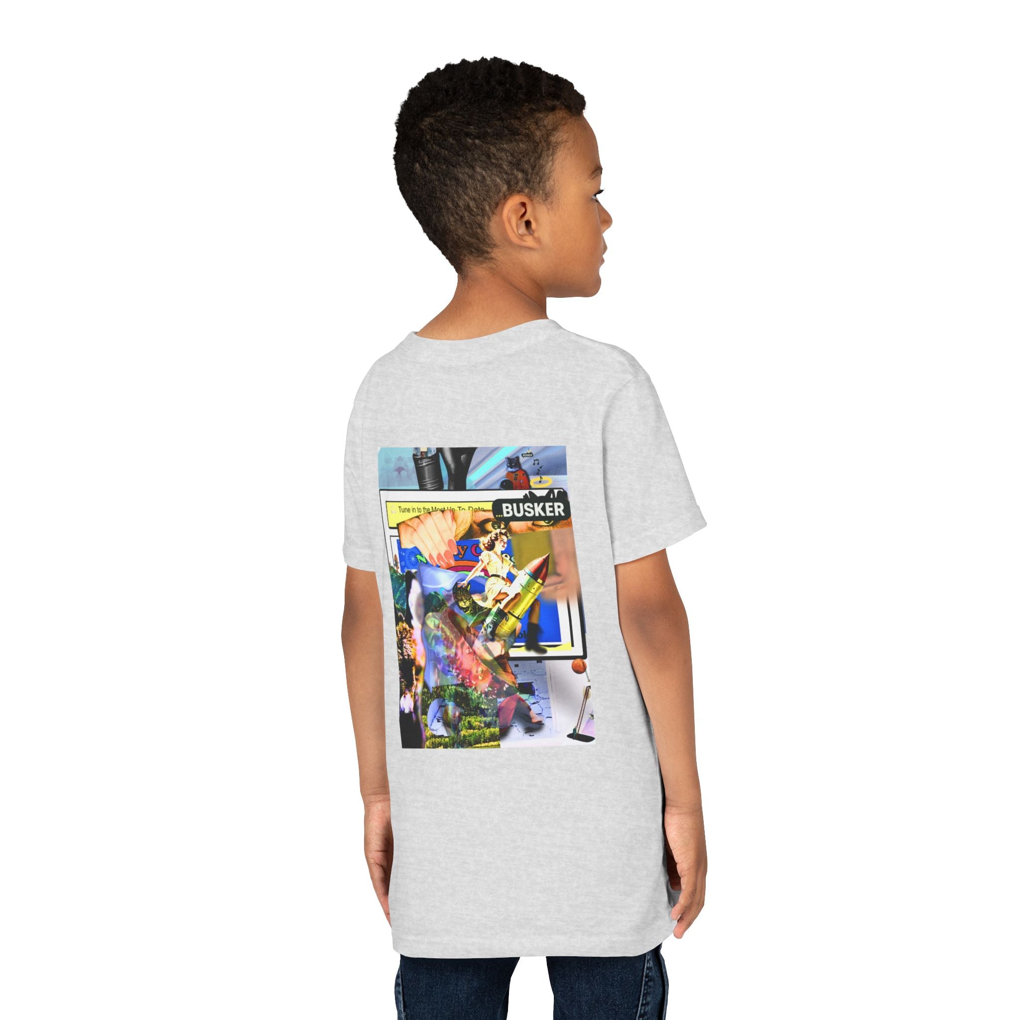 Colorful Youth Short Sleeve Tee - "Busker" Graphic Art Top