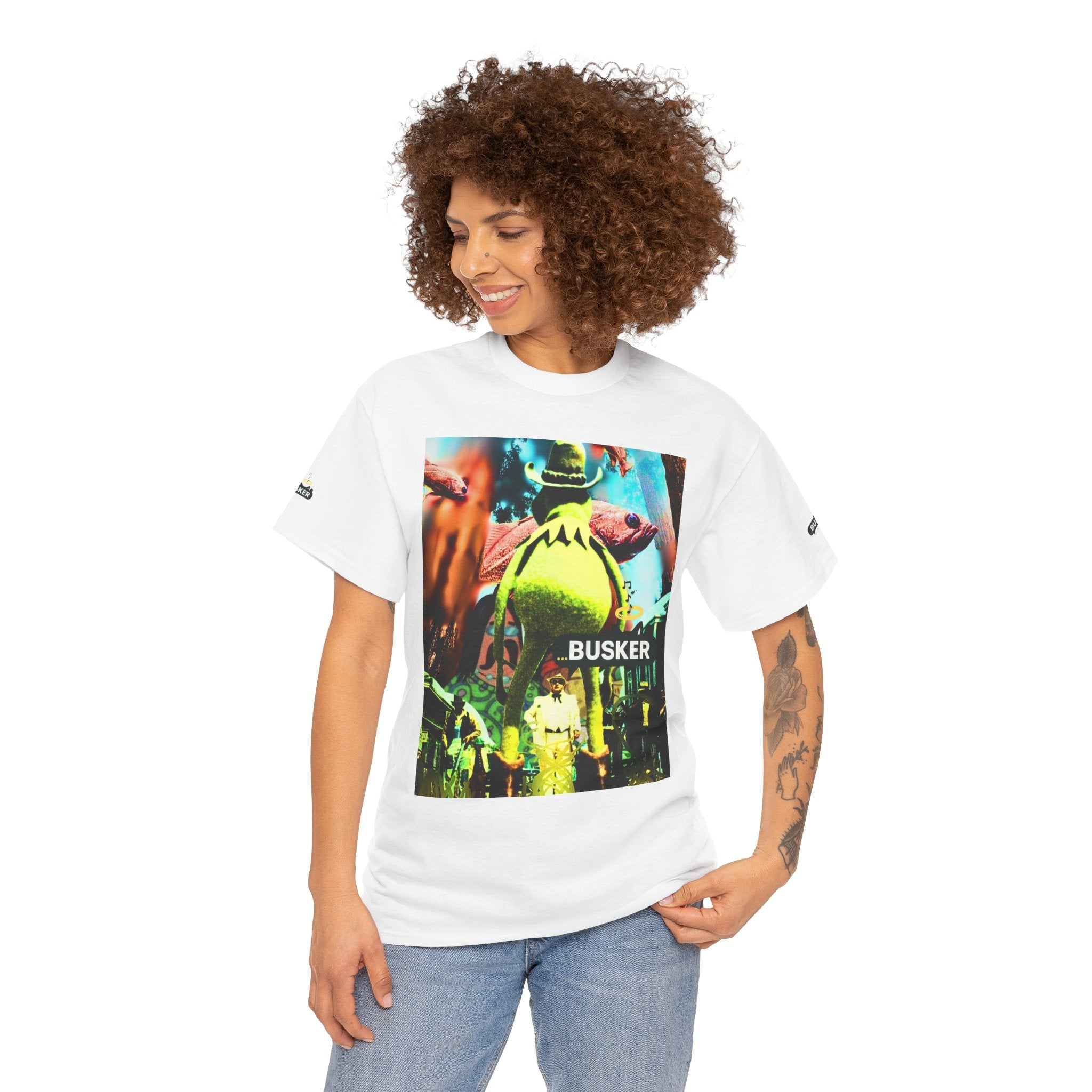 Vibrant Busker Graphic Tee for Art Enthusiasts
