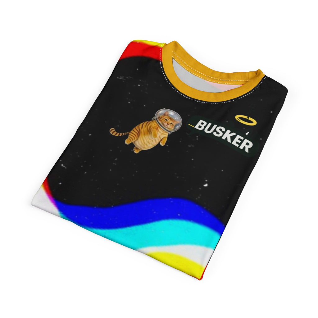Cosmic Cat Unisex Tee, Bold Graphic T-Shirt for Astronaut Lovers, Fun Gift for Space Enthusiasts, Festival Wear, Statement Fashion