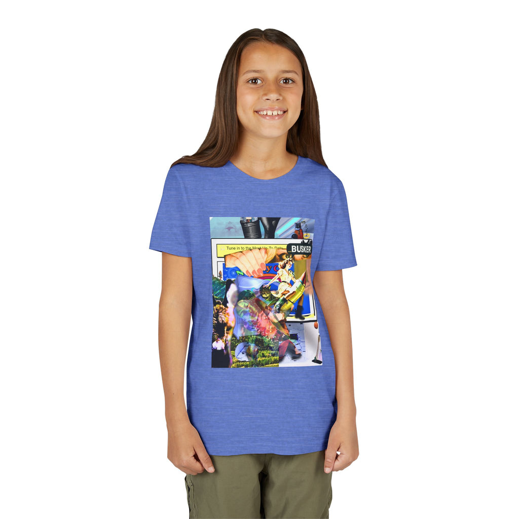 Colorful Youth Short Sleeve Tee - "Busker" Graphic Art Top