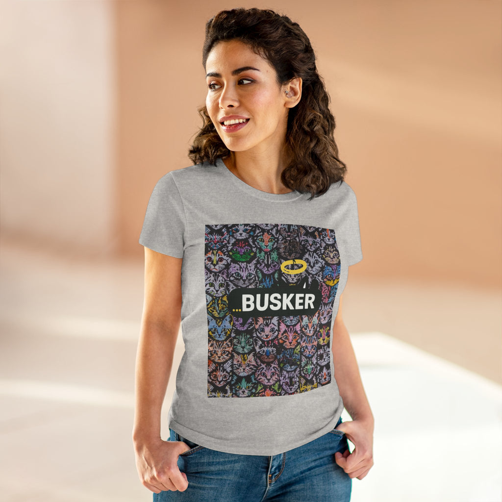 Colorful Cat Design Women's Tee, Casual Graphic Tee for Cat Lovers, Funny Gift for Friends, Summer Style, Unique Animal Art Shirt