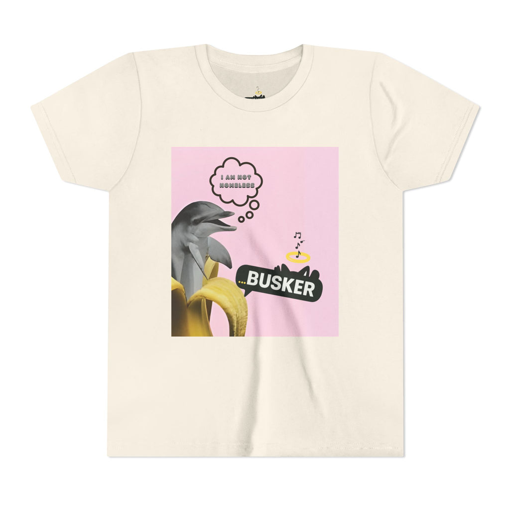 Busker Youth Tee, Fun Kids Shirt, Music Lover Gift, Summer Outfit, Creative Kids Clothing, Unique Graphic Tee