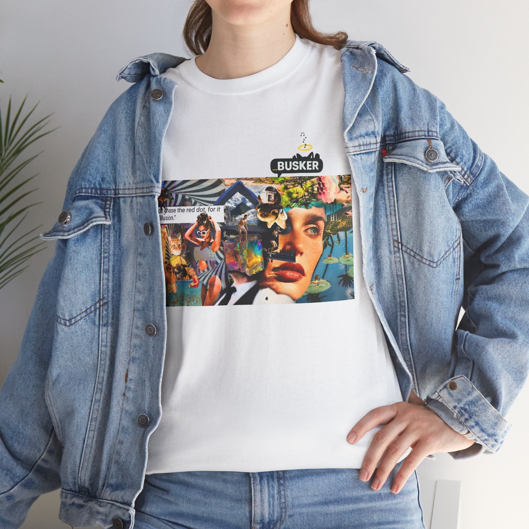 Artistic Unisex Heavy Cotton Tee - Vibrant Busker Design
