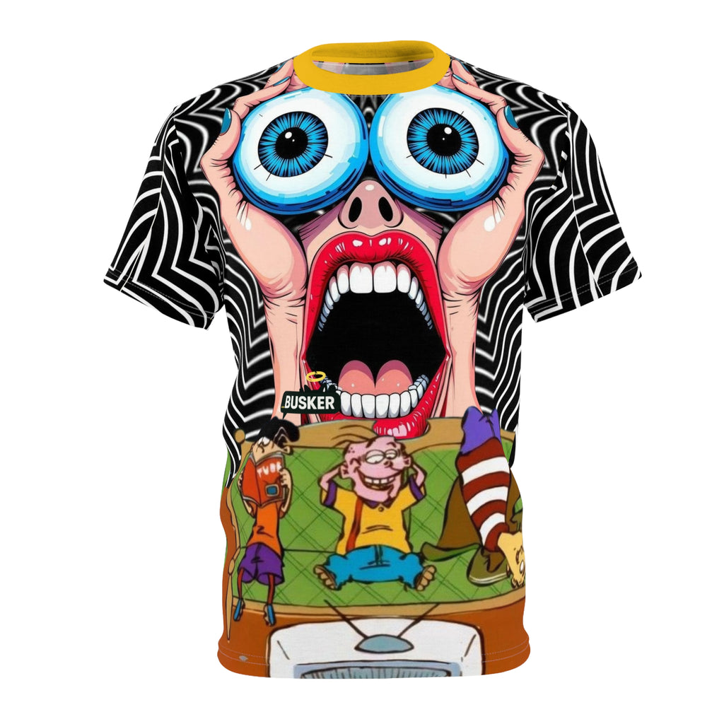 Bold Graphic Tee for Cartoon Lovers | Edgy AOP Unisex T-Shirt | Fun Gift for Anime Fans, Graphic Print Tee, Casual Wear