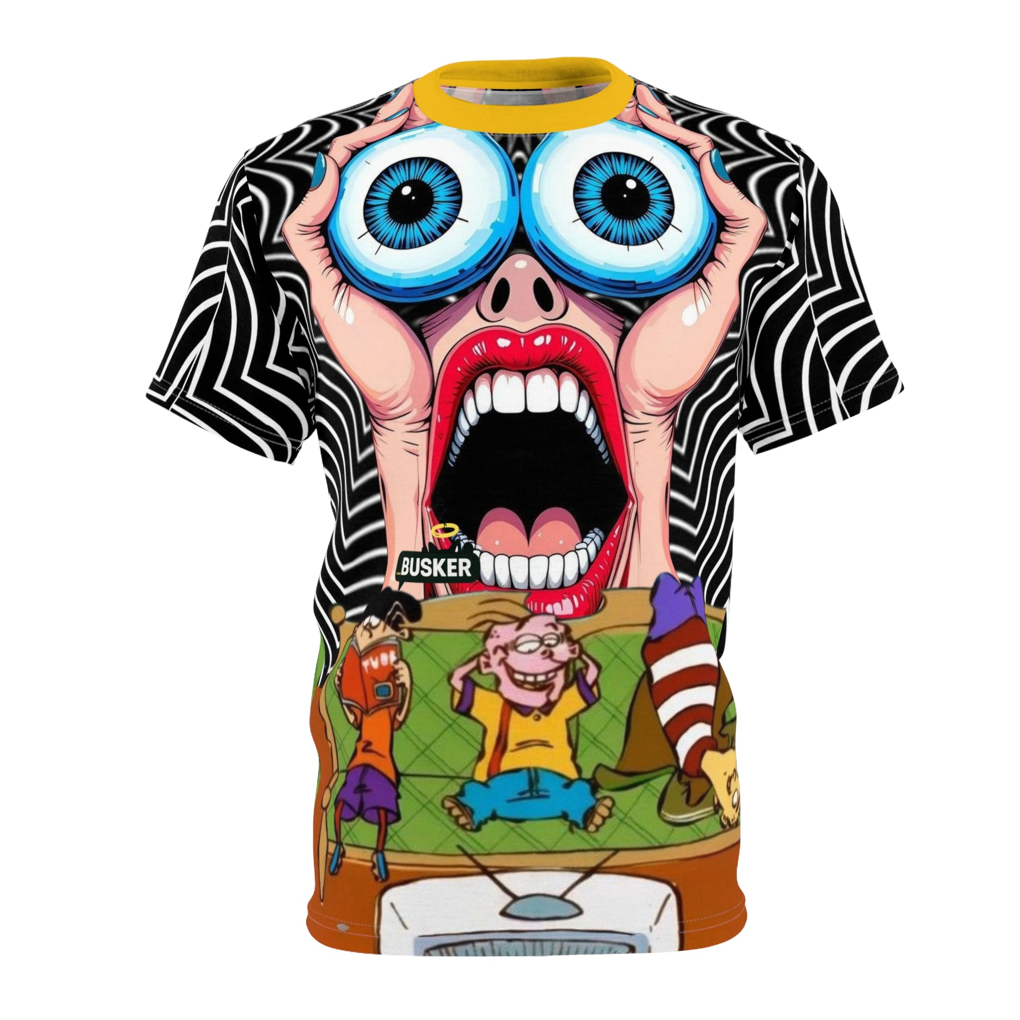 Bold Graphic Tee for Cartoon Lovers | Edgy AOP Unisex T-Shirt | Fun Gift for Anime Fans, Graphic Print Tee, Casual Wear