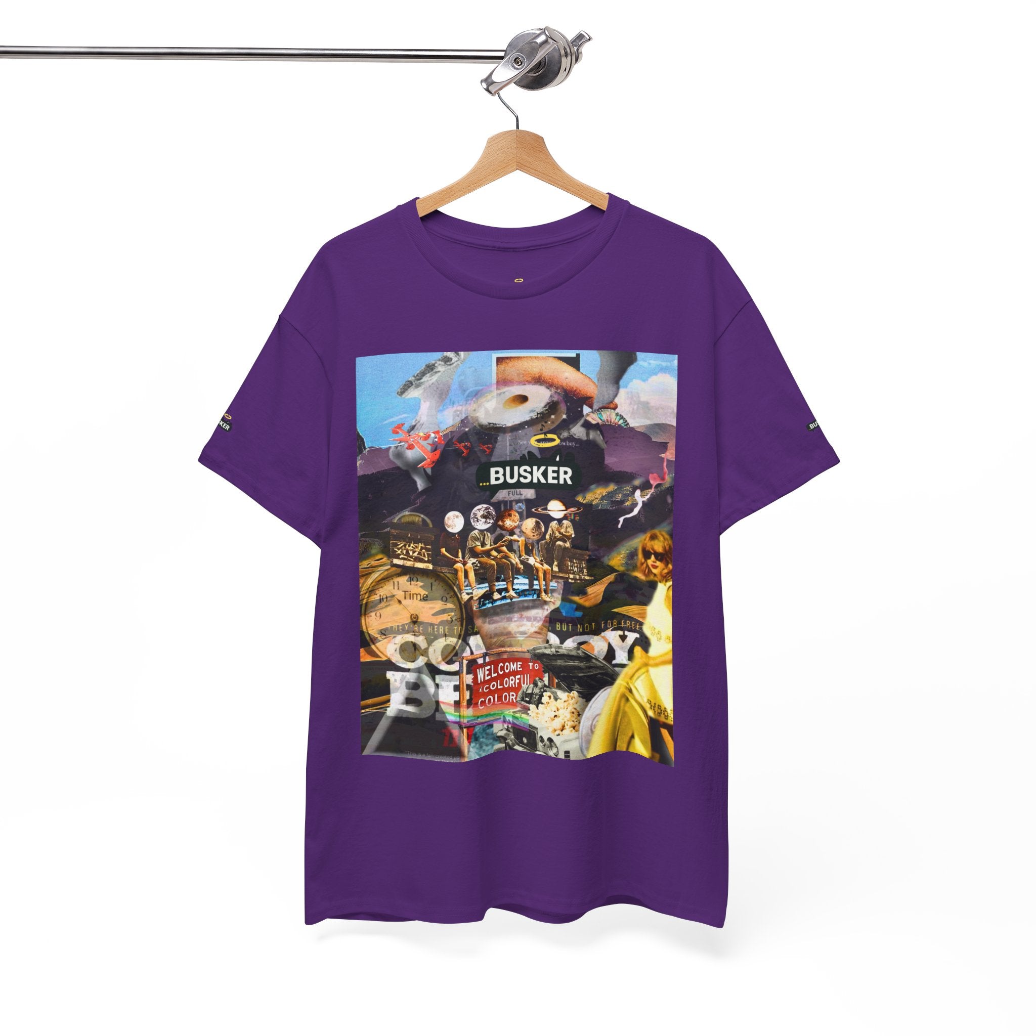 Busker Collage Graphic Tee — Vintage Music Poster Streetwear