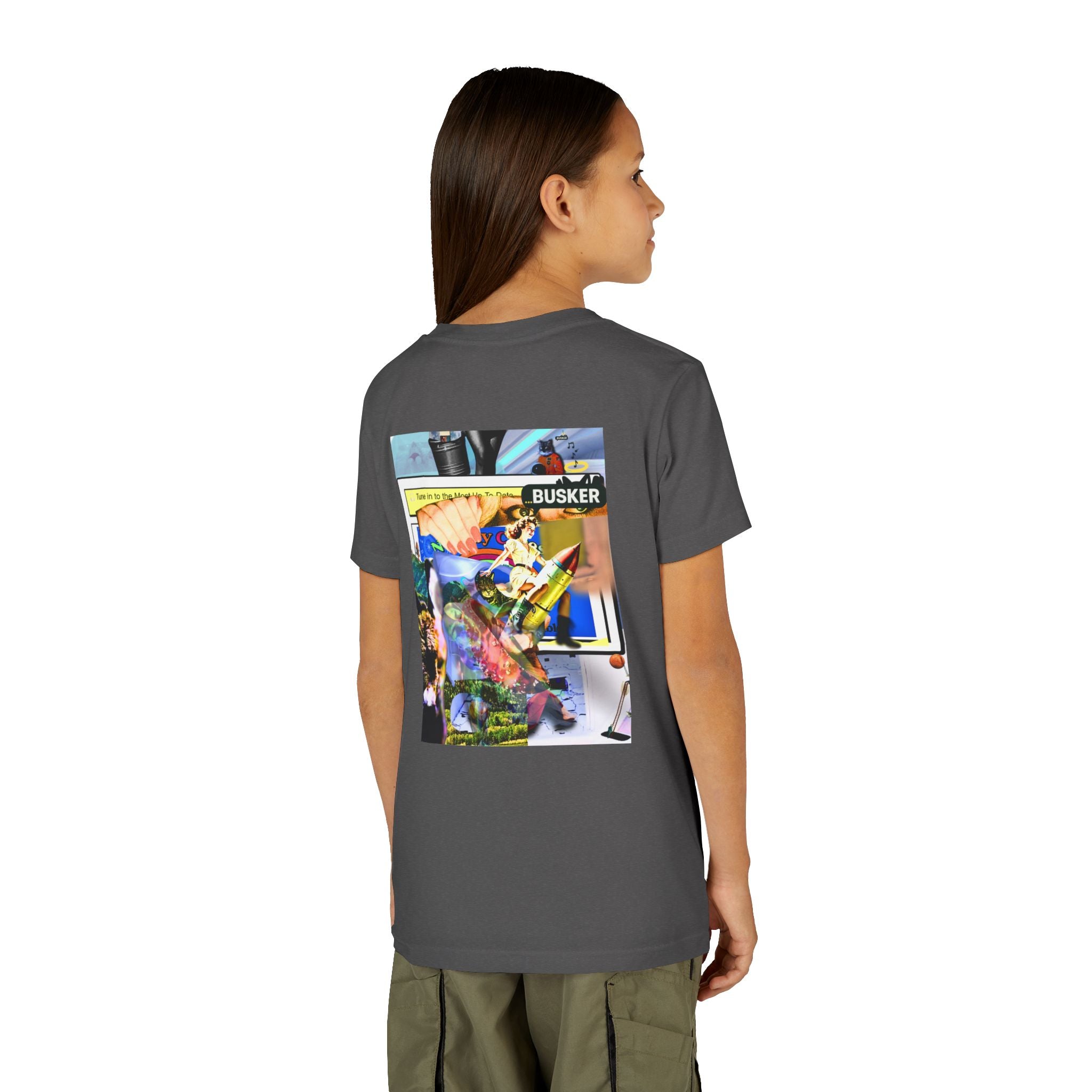 Colorful Youth Short Sleeve Tee - "Busker" Graphic Art Top