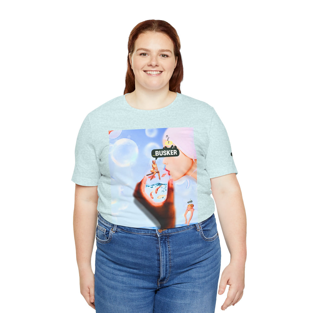 Busker Vibe Unisex Jersey Tee – Colorful Artistic Design for Summer Fun