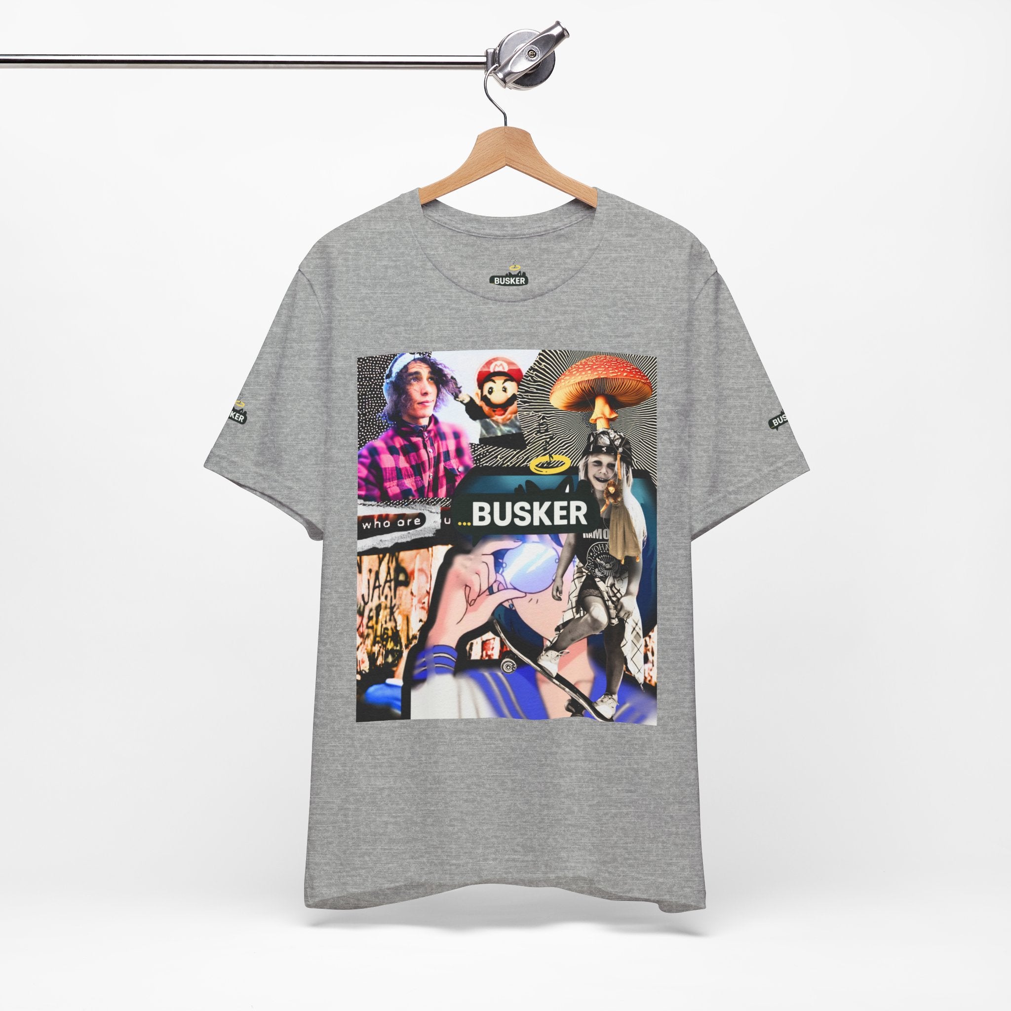 Busker Vibe Unisex Tee - Music & Art Collage Design