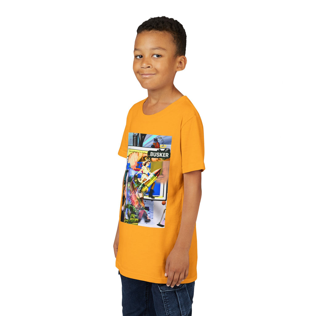 Colorful Youth Short Sleeve Tee - "Busker" Graphic Art Top