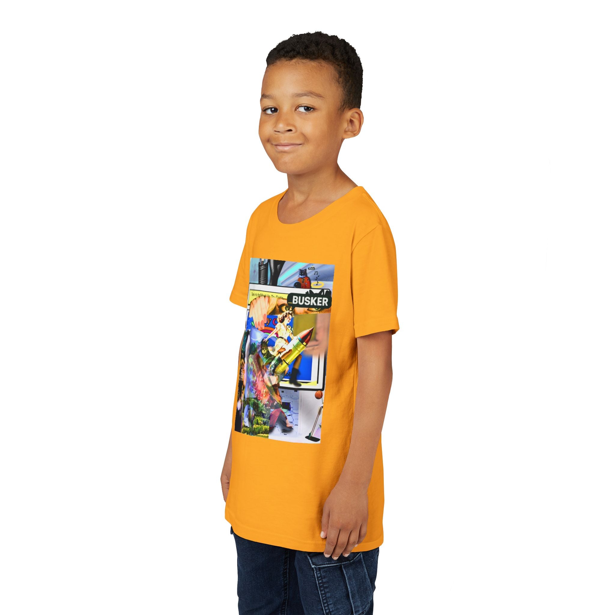 Colorful Youth Short Sleeve Tee - "Busker" Graphic Art Top