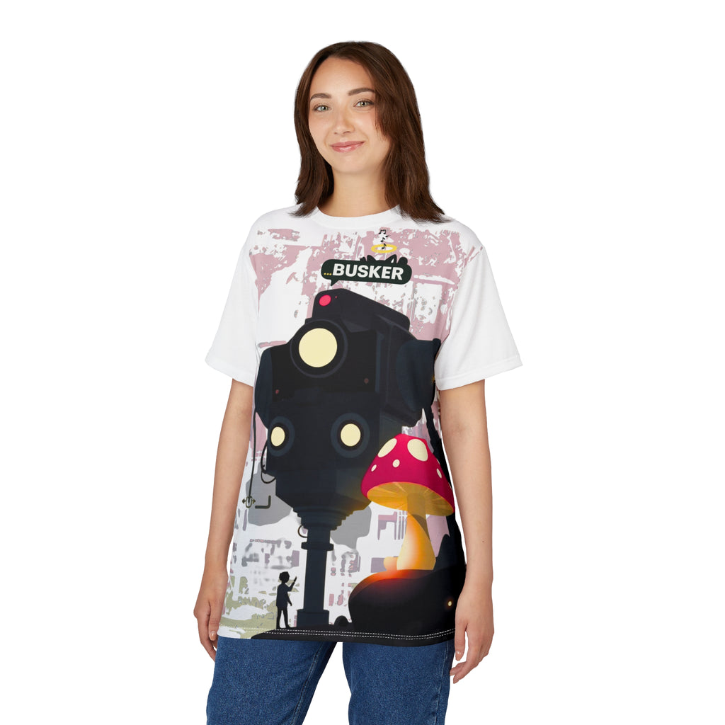 Busker-Inspired Unisex Tee, Creative Street Art Shirt, Unique Graphic Tee, Gift for Artists, Cool Casual Wear