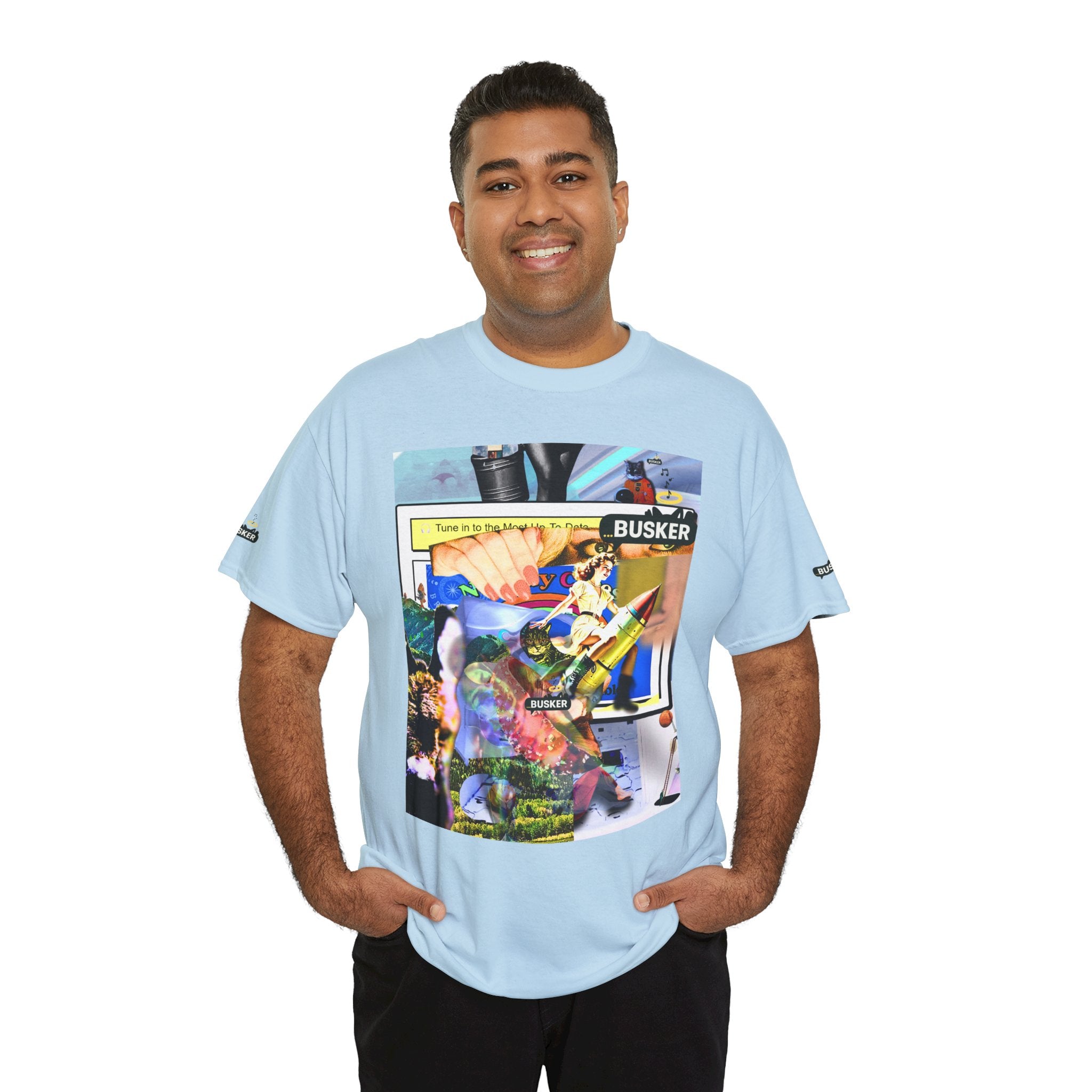 Cool Graphic Unisex Heavy Cotton Tee - 'Busker' Design