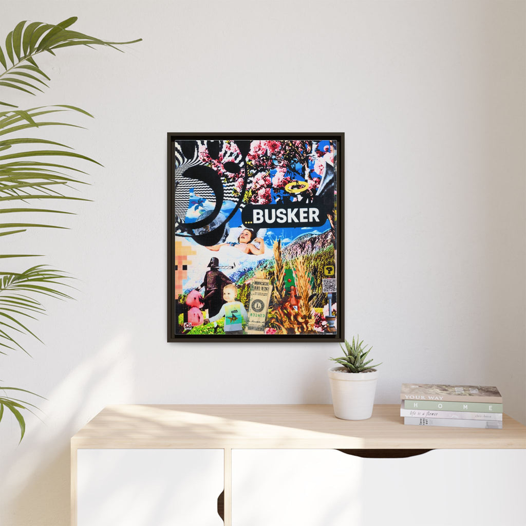 Busker Collage Matte Canvas Print — Framed Multi‑Color Wall Art