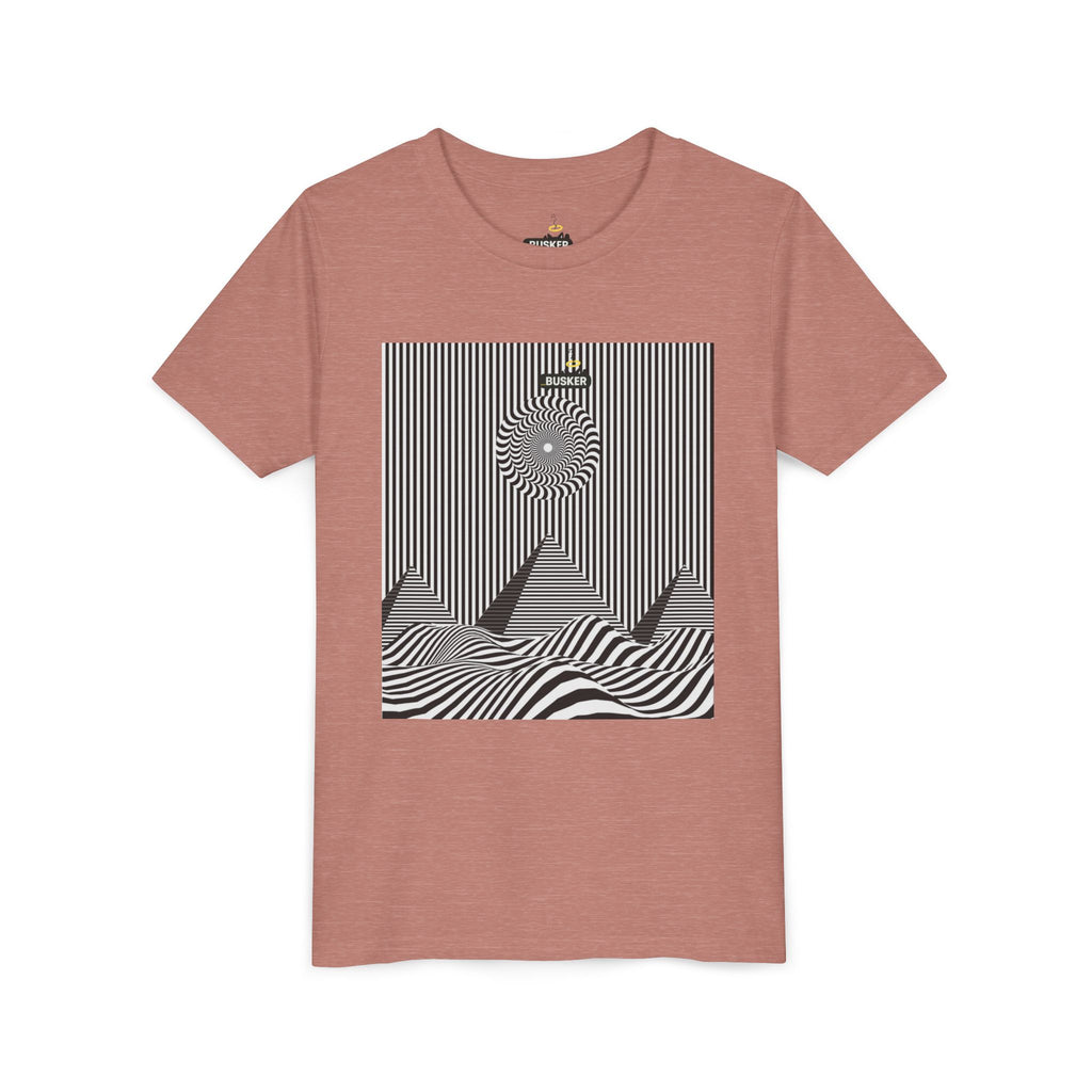 Stylish Youth Tee with Sunset Geometric Design, Summer Apparel, Kids Fashion, Gift for Birthdays, Fun Casual Wear, Graphic Tee