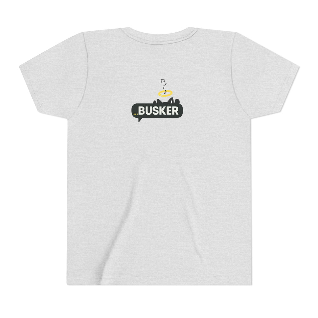 Youth Graphic Tee with Fun 'Busker' Design, Cool Summer Shirt, Gifts for Kids, Festival Attire, Trendy Youthwear