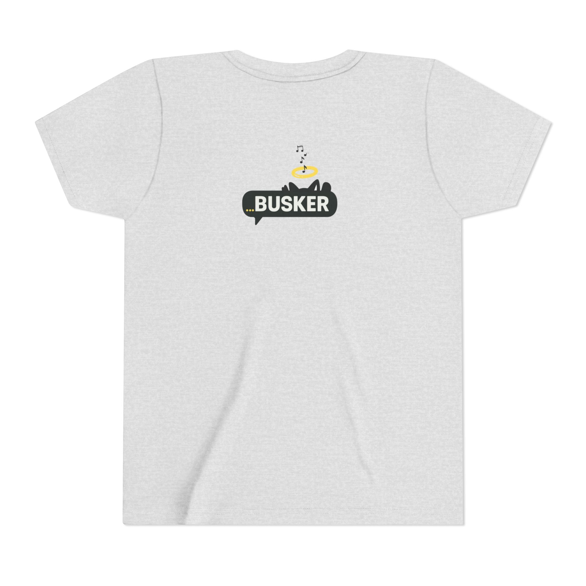 Youth Graphic Tee with Fun 'Busker' Design, Cool Summer Shirt, Gifts for Kids, Festival Attire, Trendy Youthwear
