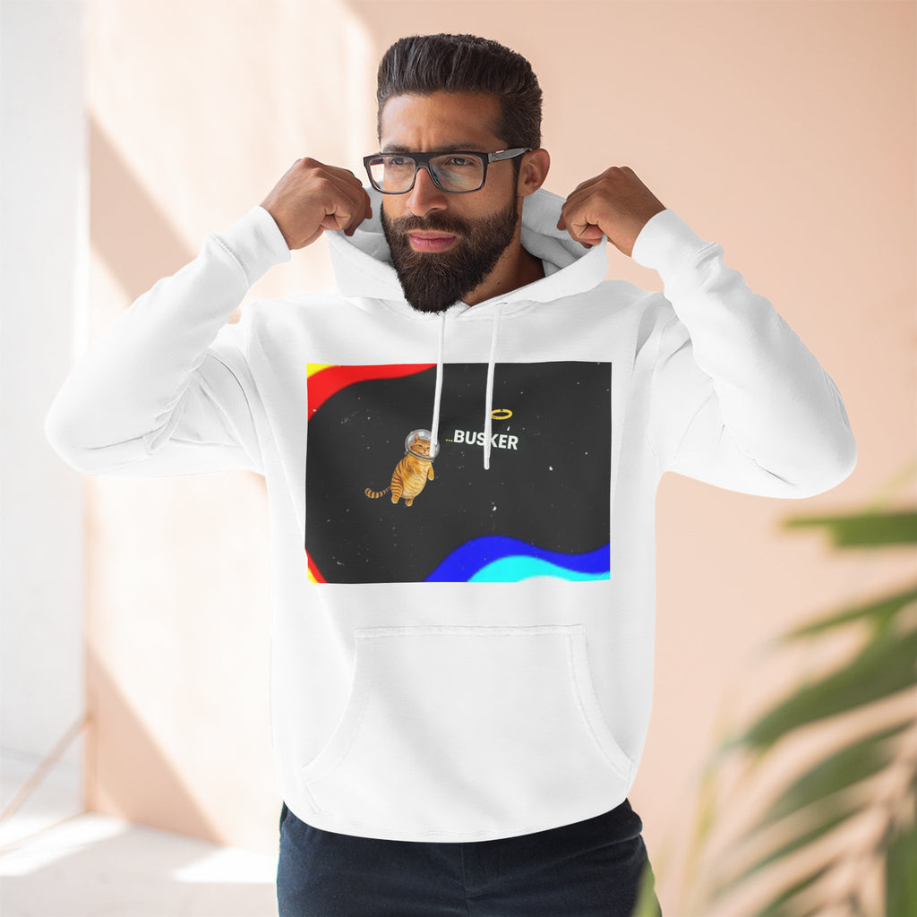 Colorful Space Cat Fleece Hoodie, Cozy, Unique, Gift for Cat Lovers, Birthday, Casual Wear, Fun Design