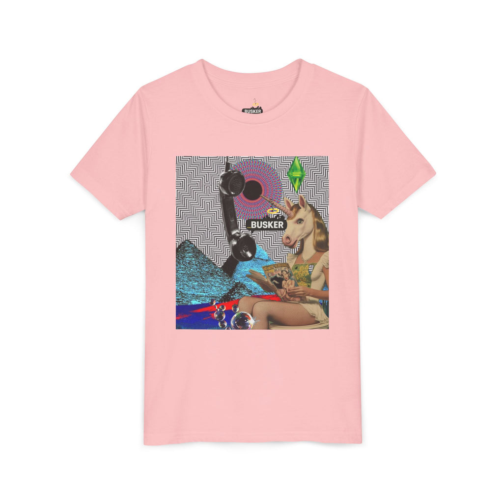 Youth Graphic Tee with Fun 'Busker' Design, Cool Summer Shirt, Gifts for Kids, Festival Attire, Trendy Youthwear