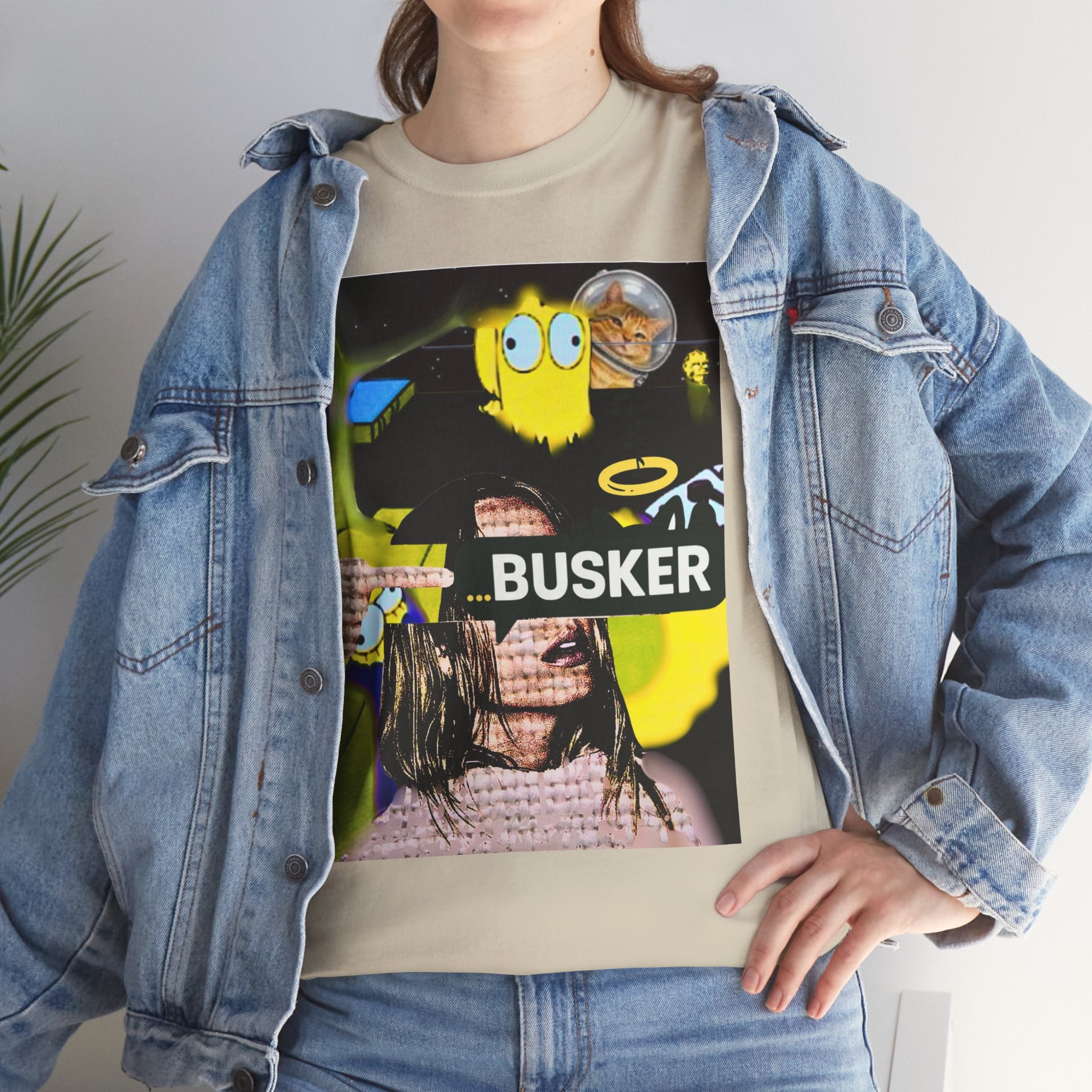 Artistic Unisex Heavy Cotton Tee - 'BUSKER' Graphic Design