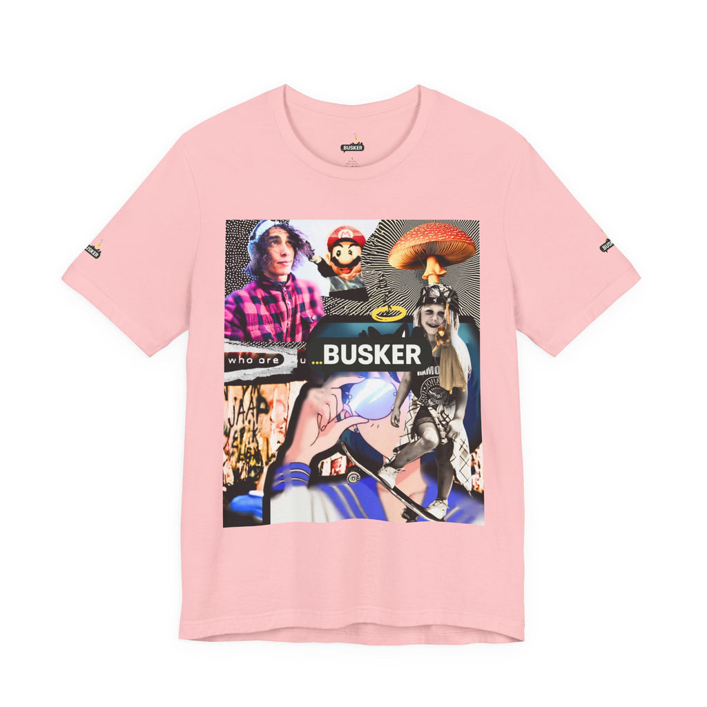 Busker Vibe Unisex Tee - Music & Art Collage Design