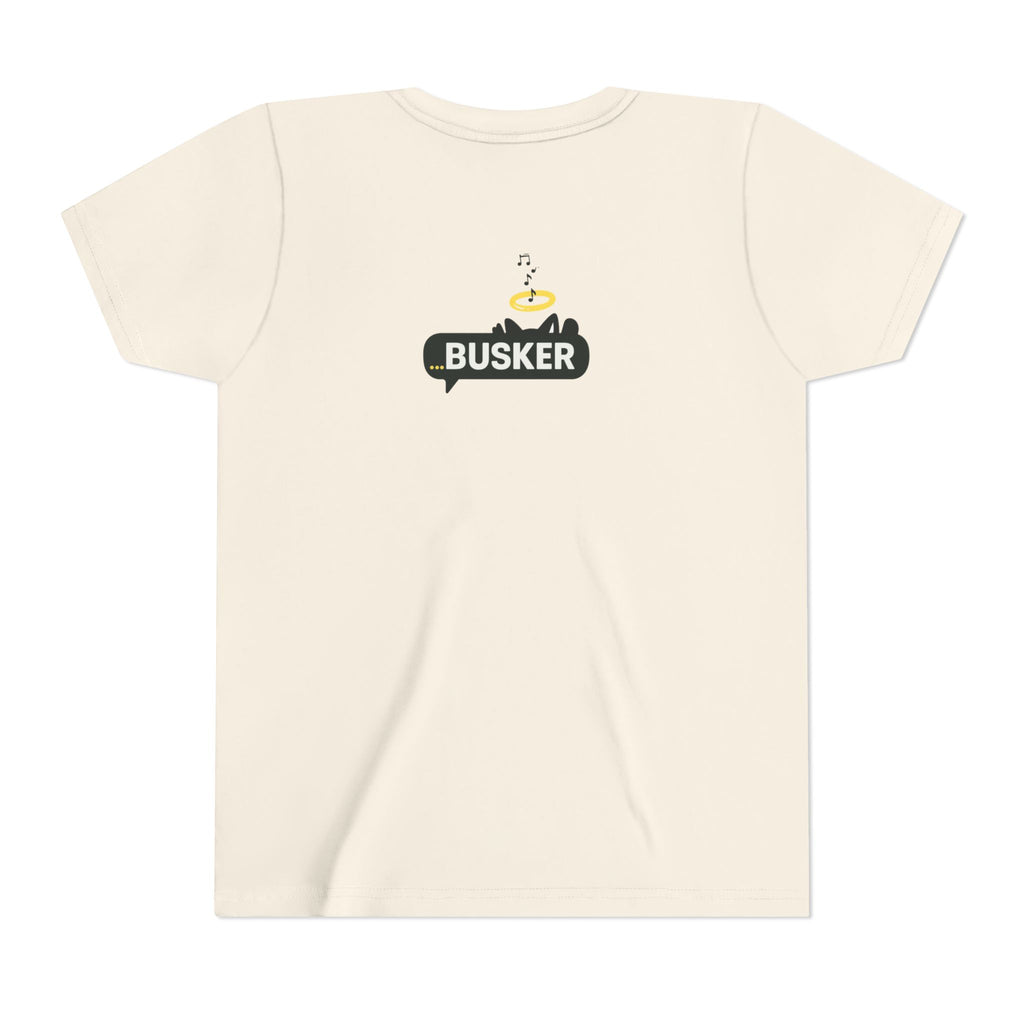 Youth Graphic Tee with Fun 'Busker' Design, Cool Summer Shirt, Gifts for Kids, Festival Attire, Trendy Youthwear