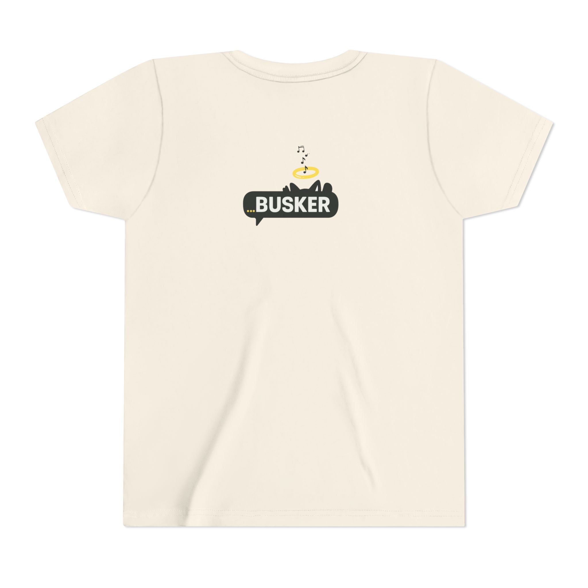 Youth Graphic Tee with Fun 'Busker' Design, Cool Summer Shirt, Gifts for Kids, Festival Attire, Trendy Youthwear
