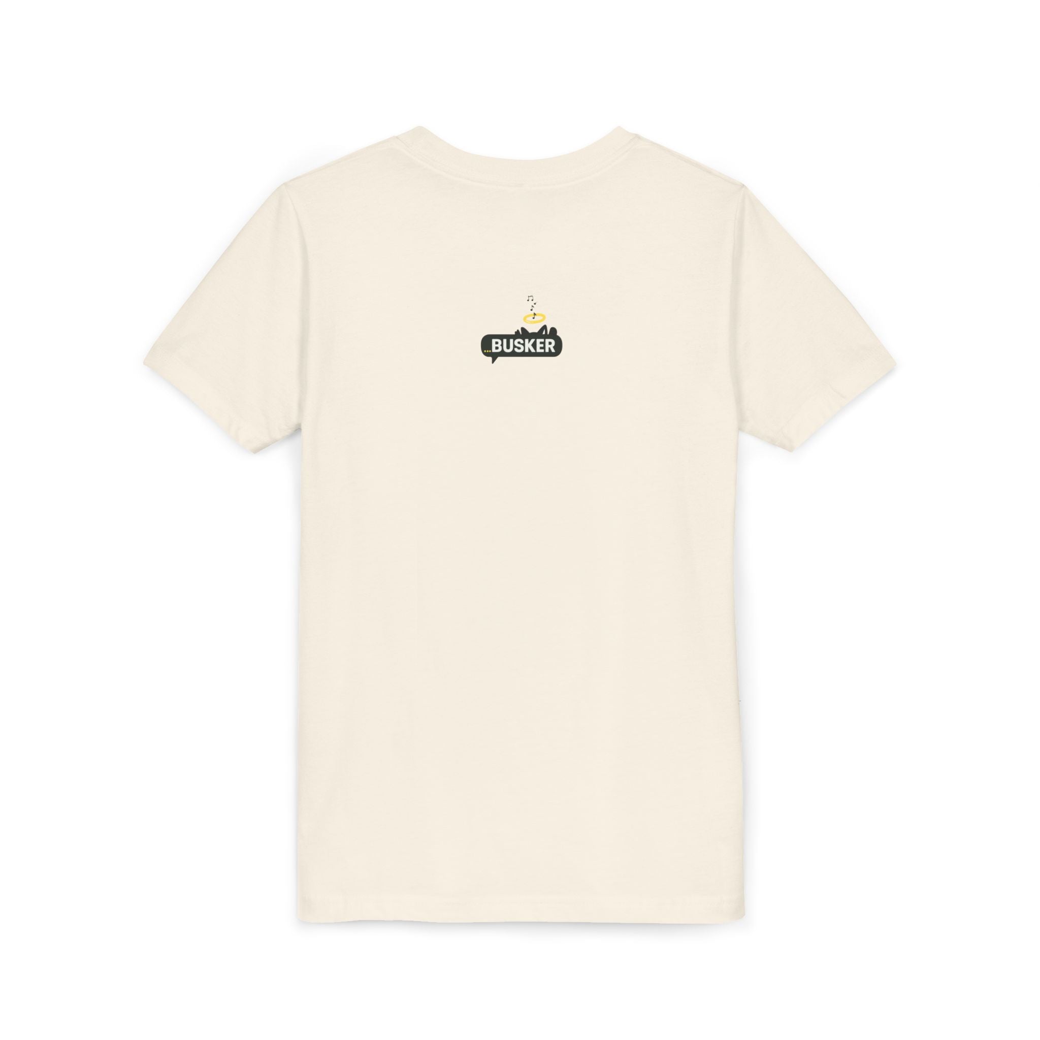 Whimsical Youth Tee with 'Busker' Design, Fun Gift, Summer Style, Music Lovers, Kid's Fashion, Creative Apparel