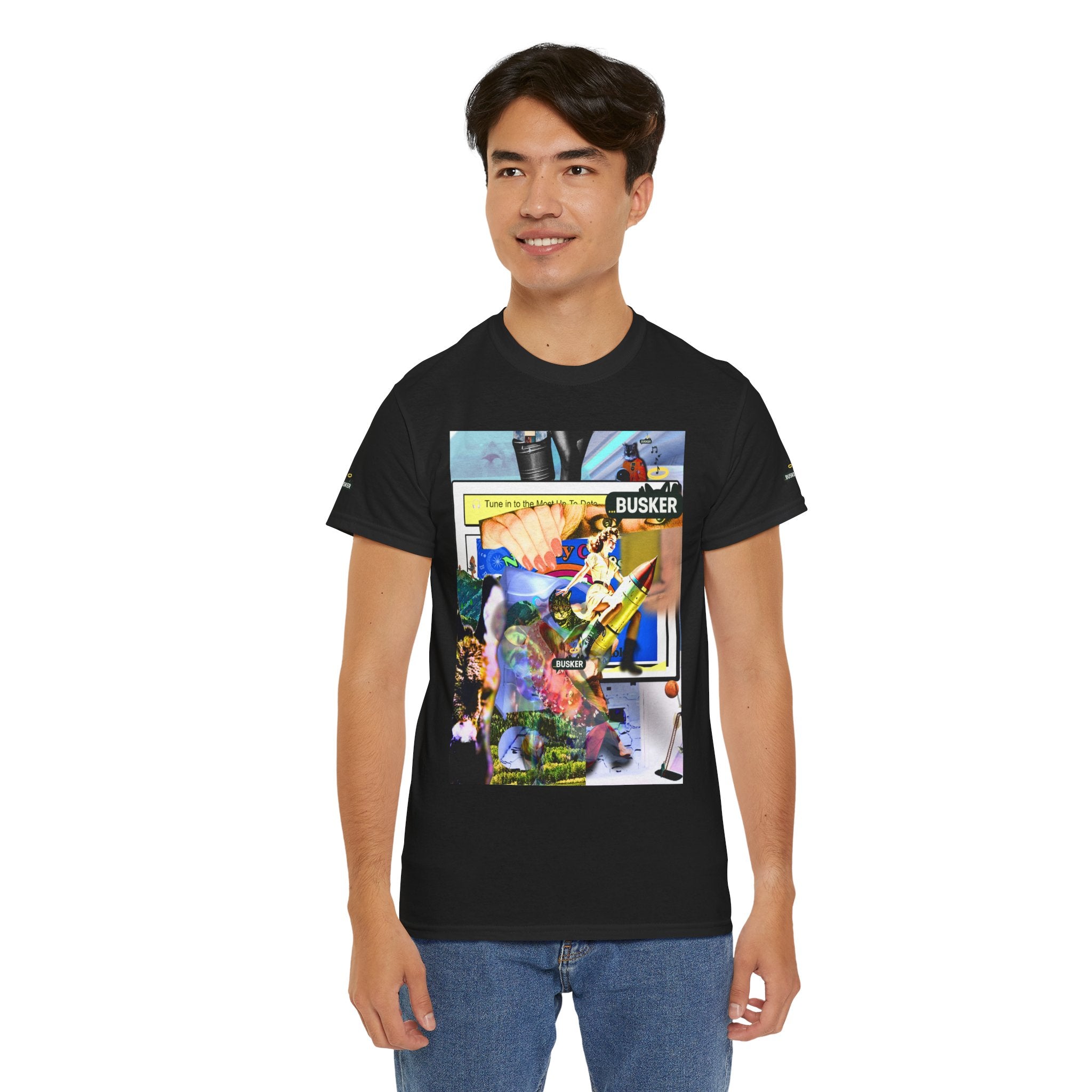 Cool Graphic Unisex Heavy Cotton Tee - 'Busker' Design