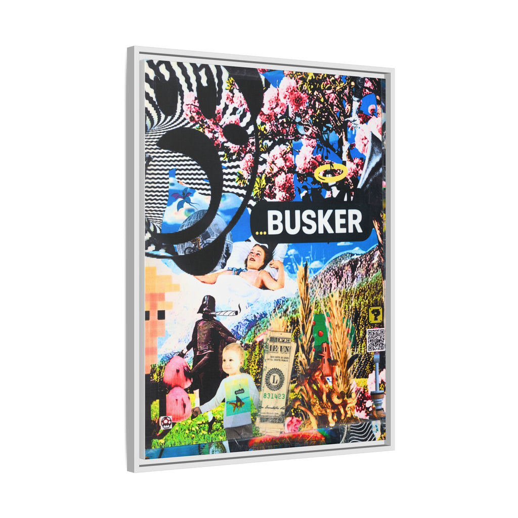 Busker Collage Matte Canvas Print — Framed Multi‑Color Wall Art
