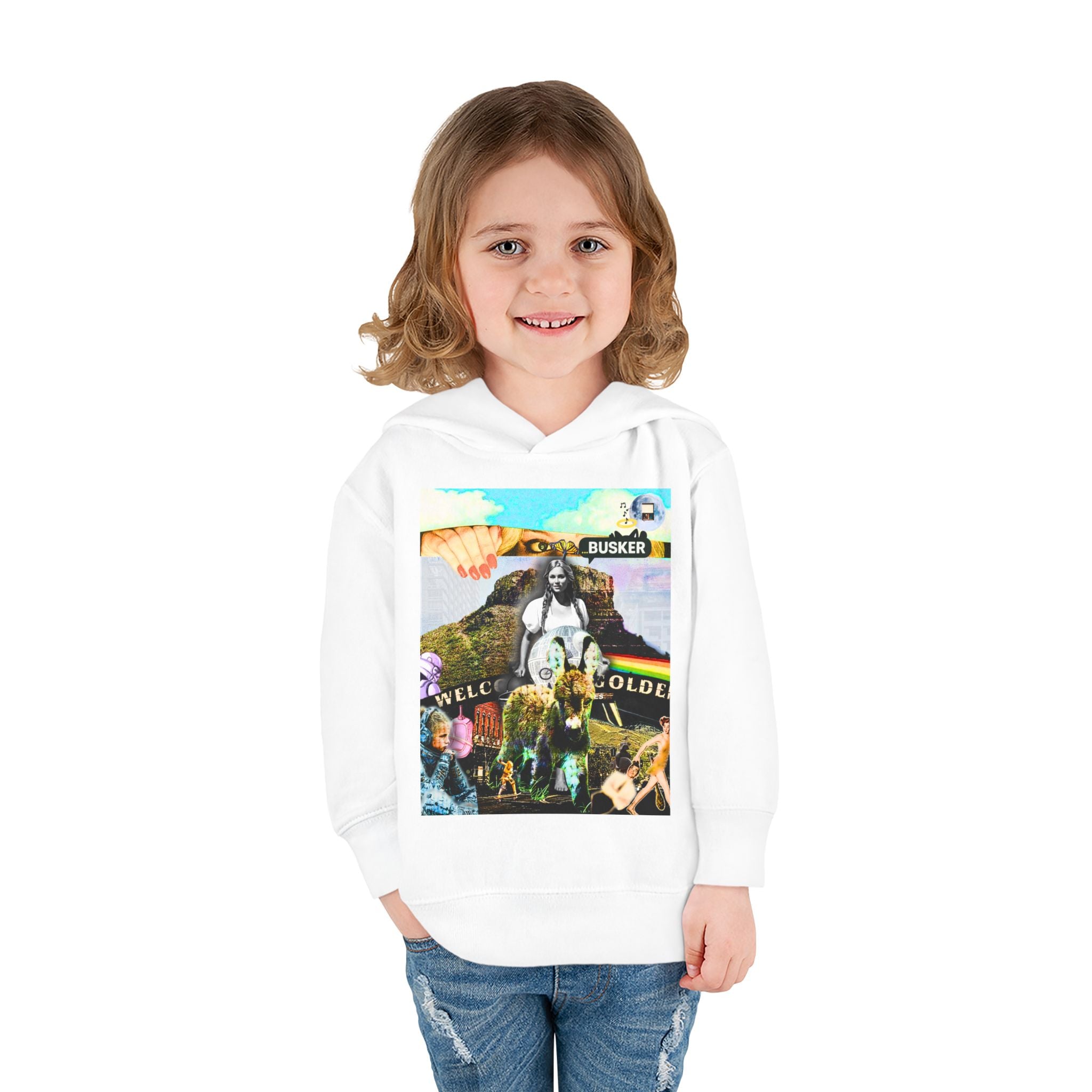 Colorful Toddler Pullover Fleece Hoodie - Fun Cartoon Design for Kids