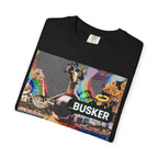 Vibrant Busker T-Shirt, Unisex Graphic Tee, Street Art Inspired Apparel, Casual Wear, Summer Festival Clothing