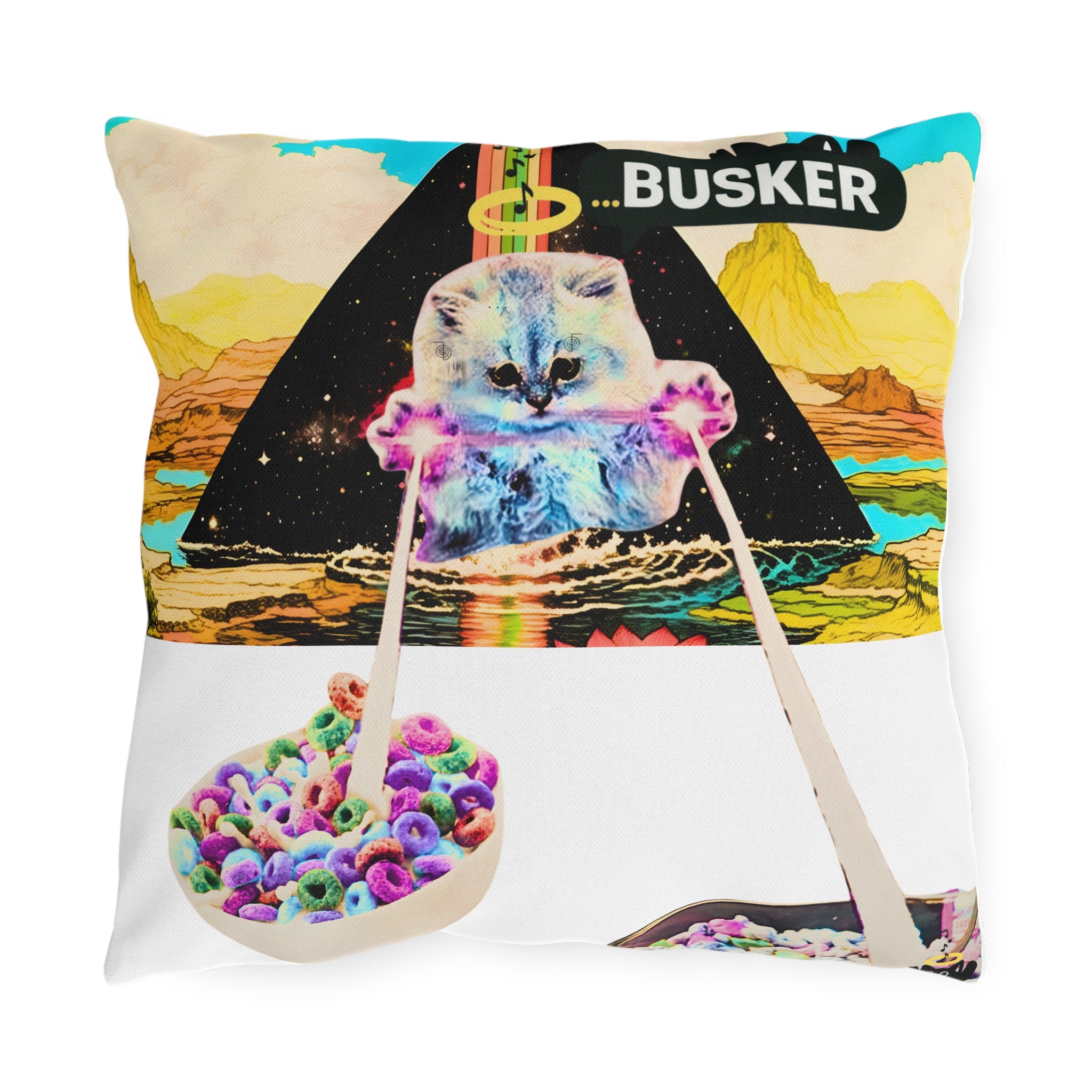 Whimsical Cat Art Outdoor Pillows, Colorful Throw Pillows for Home Decor, Unique Gifts for Cat Lovers, Garden Cushions, Fun Seasonal Decor