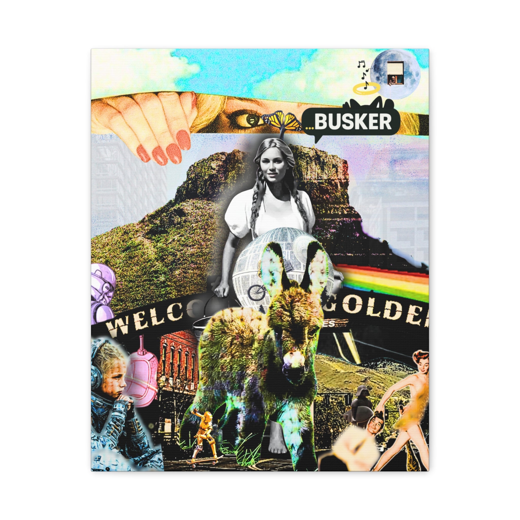 Artistic Stretched Canvas Print - 'Welcome to Golden' Collage