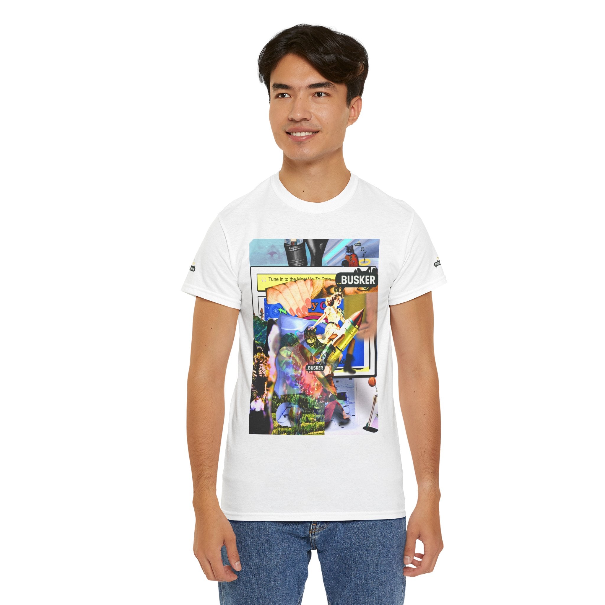 Cool Graphic Unisex Heavy Cotton Tee - 'Busker' Design