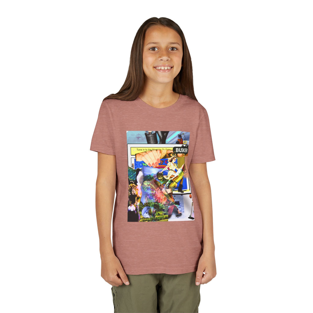 Colorful Youth Short Sleeve Tee - "Busker" Graphic Art Top