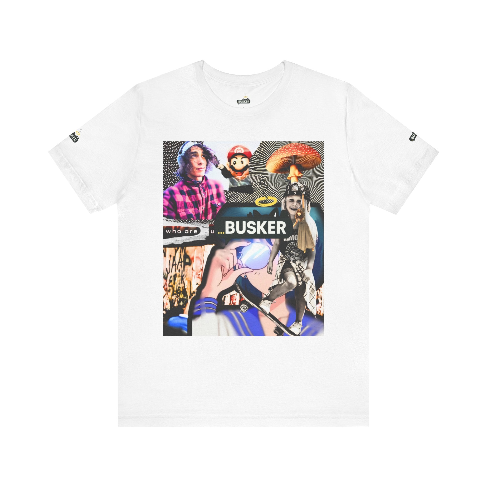 Busker Vibe Unisex Tee - Music & Art Collage Design