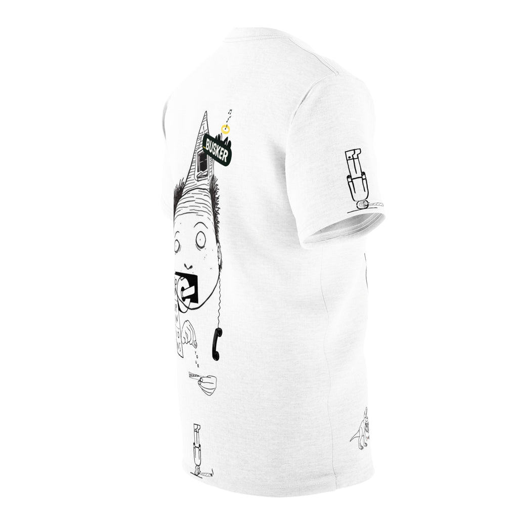 Whimsical Unisex Graphic Tee, Funny T-Shirt for Music Lovers, Unique Gift for Buskers, Street Performer Apparel, Quirky Art Shirt