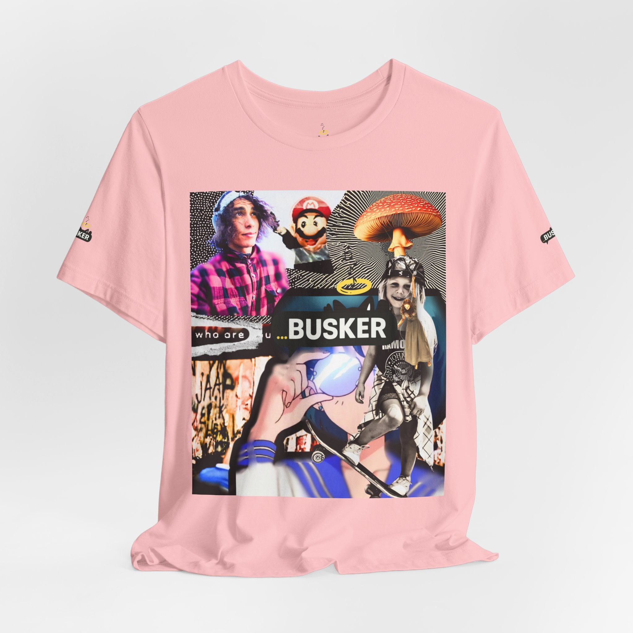 Busker Vibe Unisex Tee - Music & Art Collage Design