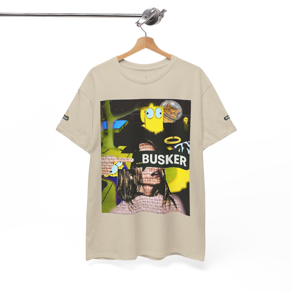 Artistic Unisex Heavy Cotton Tee - 'BUSKER' Graphic Design