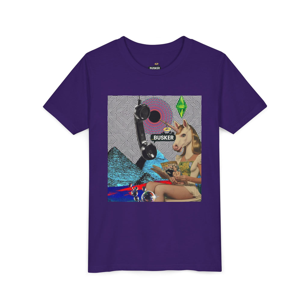 Youth Graphic Tee with Fun 'Busker' Design, Cool Summer Shirt, Gifts for Kids, Festival Attire, Trendy Youthwear
