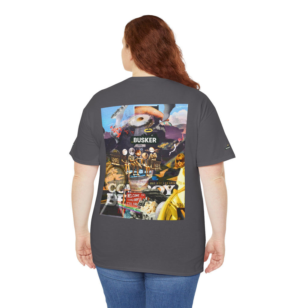 Busker Collage Graphic Tee — Vintage Music Poster Streetwear