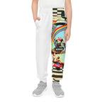 Colorful Youth Joggers with Retro Busker Design